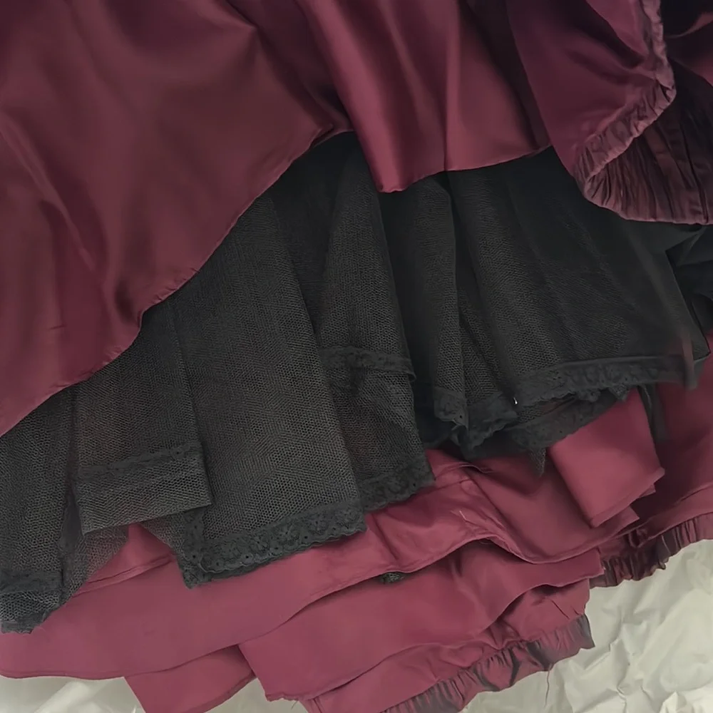 Pronovias Barcelona Dark Purple / Burgundy one shoulder long dress - Picture 9 of 13